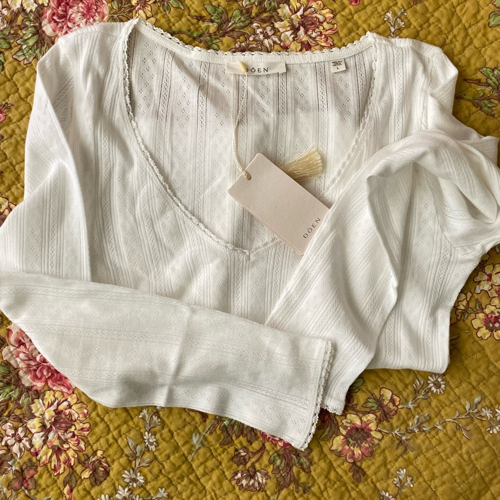 NWT • doen pointelle cilla tee